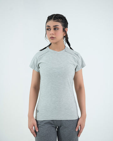 Round Neck Tee - Green-grey Heather