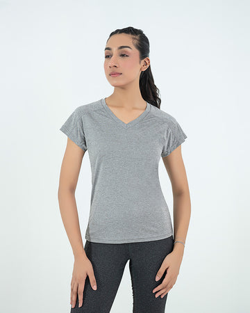 V-Neck Tee - Mélange Grey