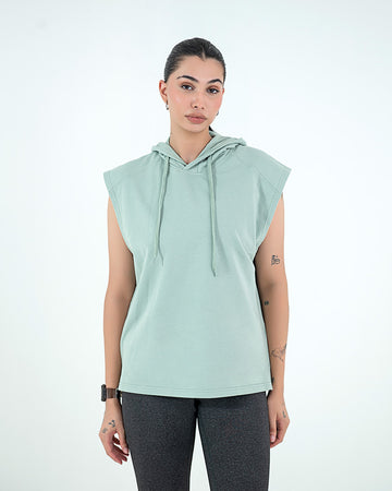 Sleeveless Hoodie - Mint Green