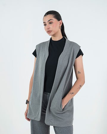 Sleeveless Cape - Grey Mélange