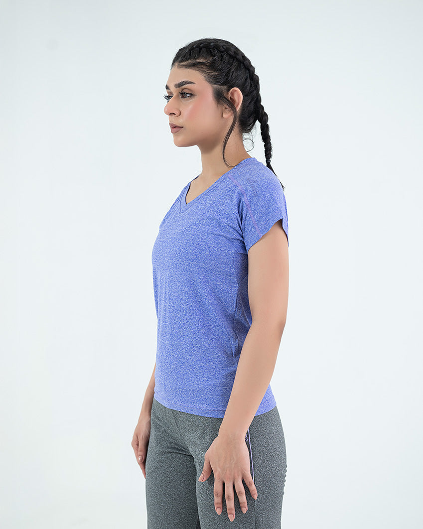 V-Neck Tee - Mélange Purple