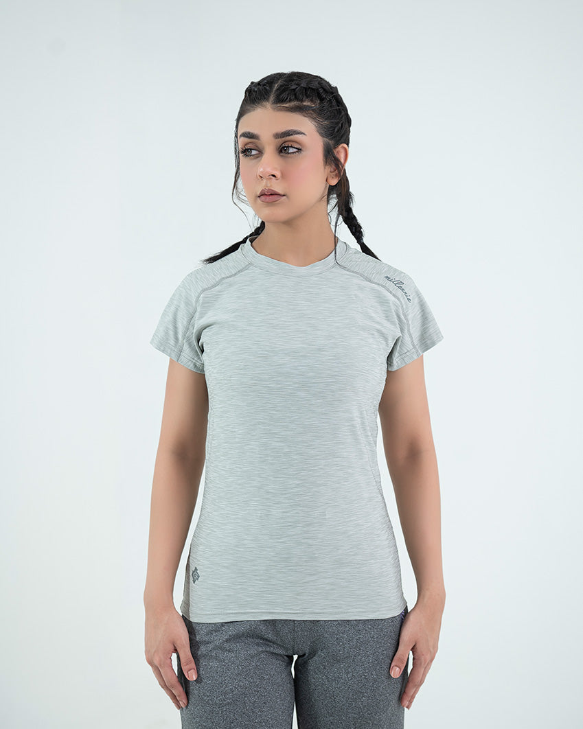 Round Neck Tee - Green-grey Heather