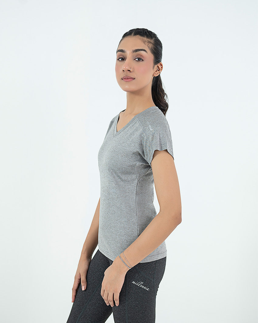 V-Neck Tee - Mélange Grey