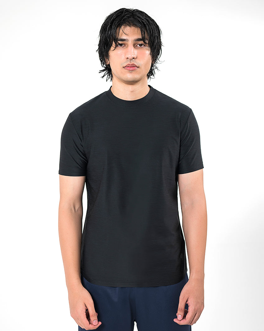 Round Neck Tee - Black Heather