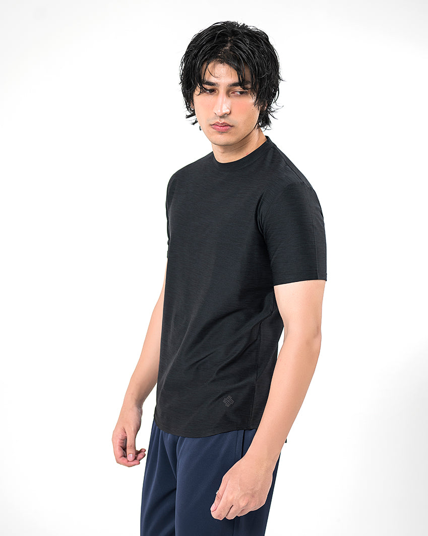 Round Neck Tee - Black Heather