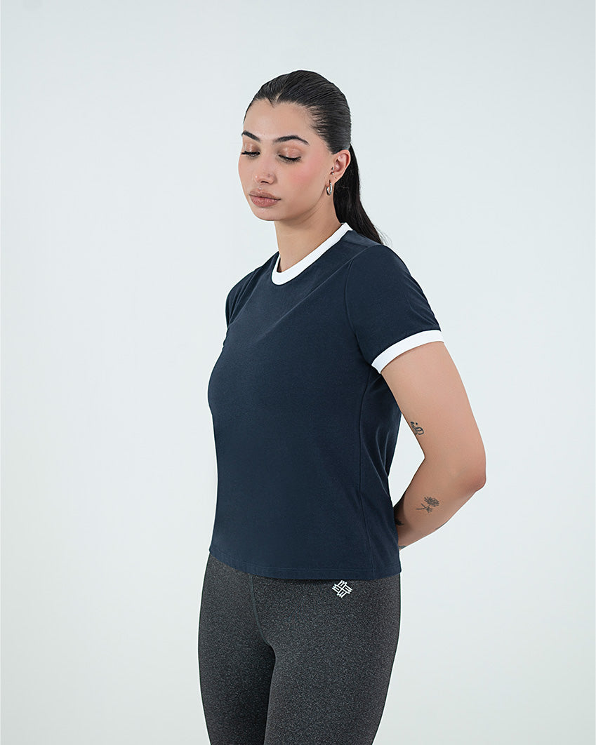 Contrast Tee - Navy Blue