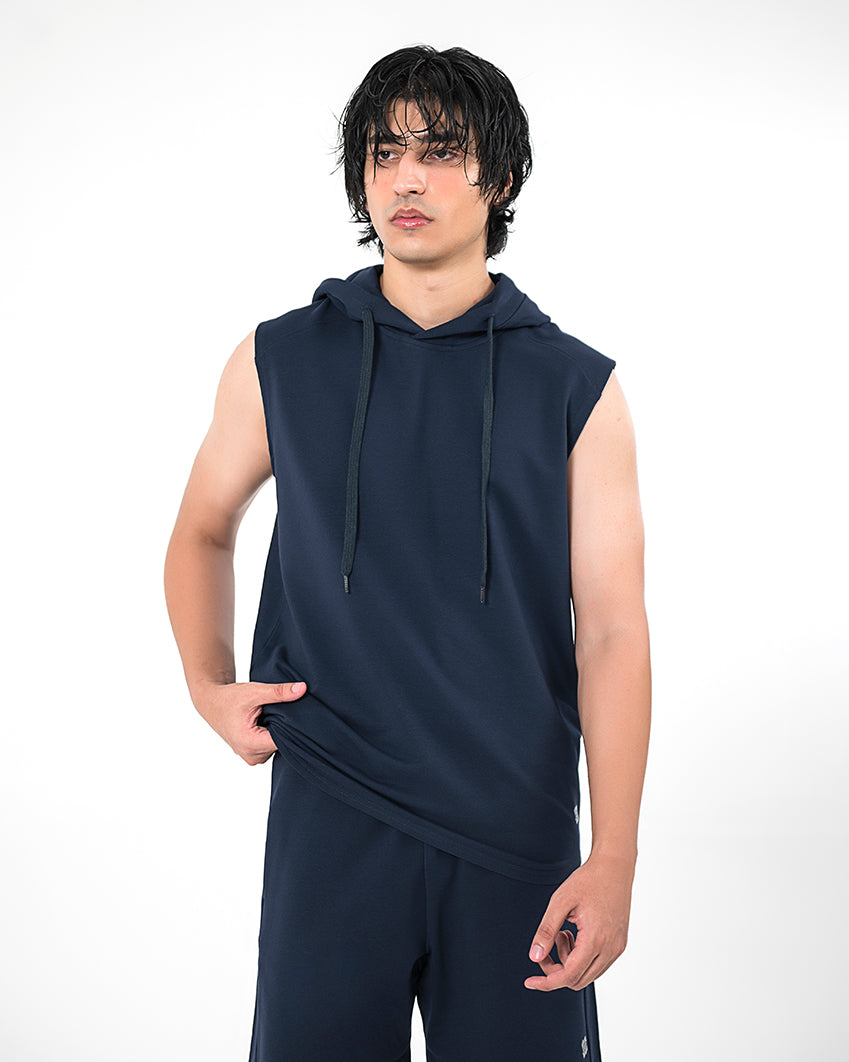 Sleeveless Hoodie - Pegant Blue