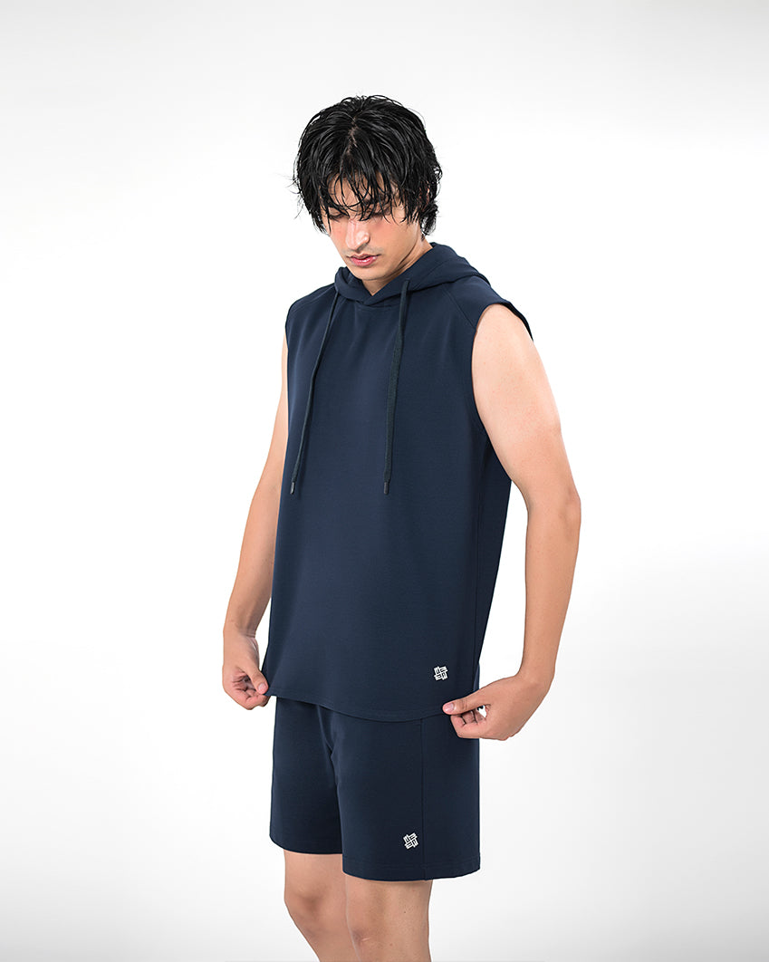 Sleeveless Hoodie - Pegant Blue
