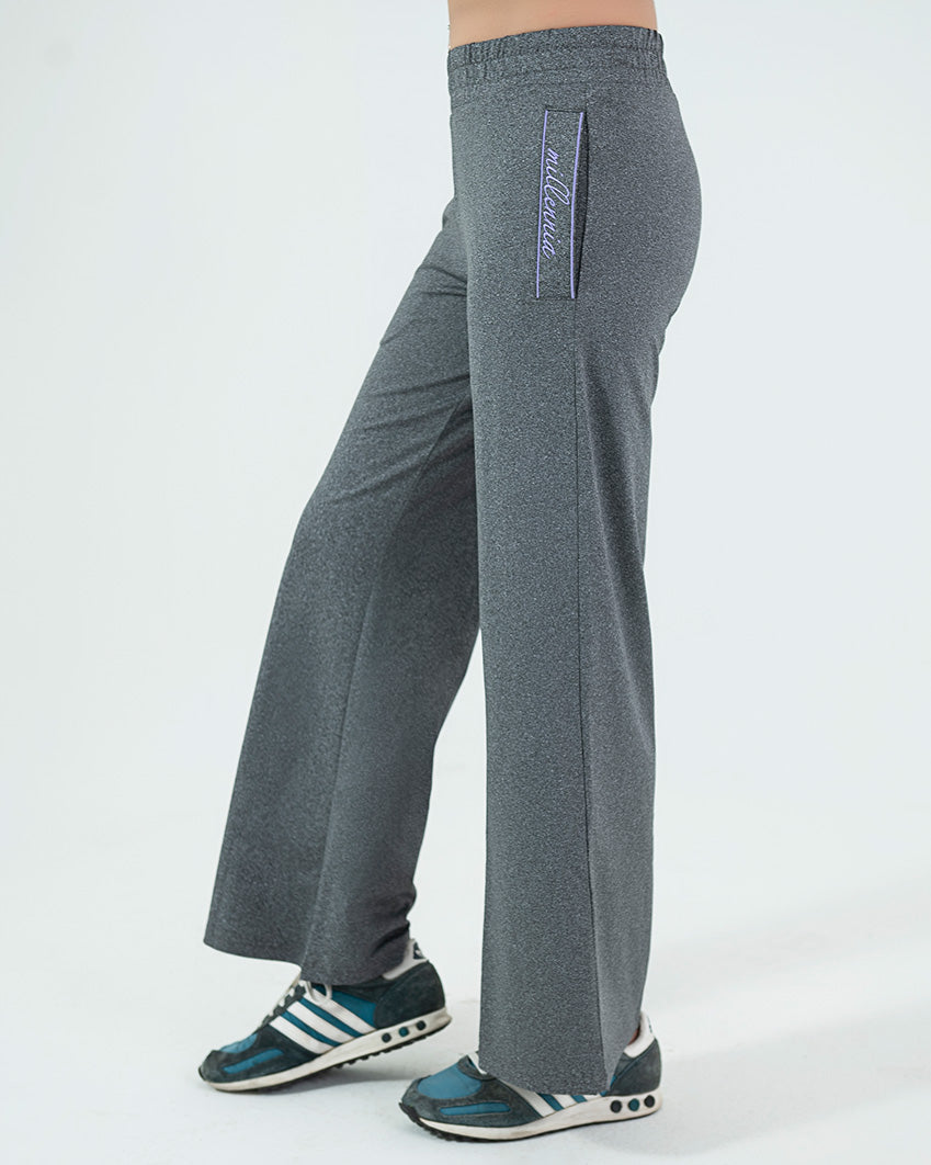 Wide Leg Pant - Dark grey Mélange