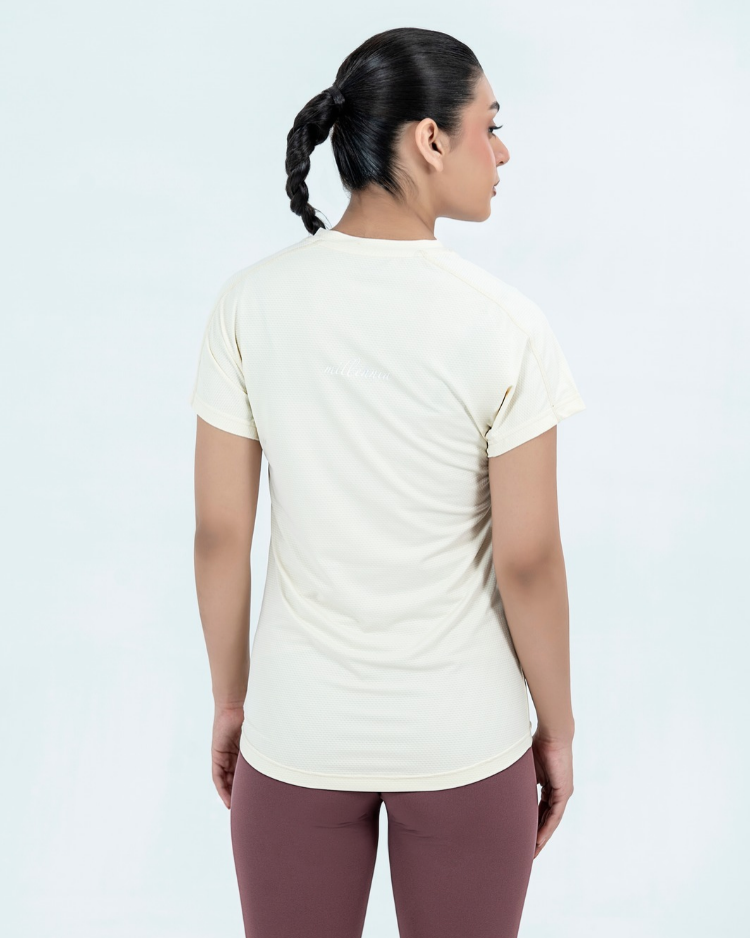 Workout essential Round Neck Mesh T-shirt - Off White